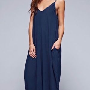 Love Stitch Navy Gauze Maxi Dress - S/M